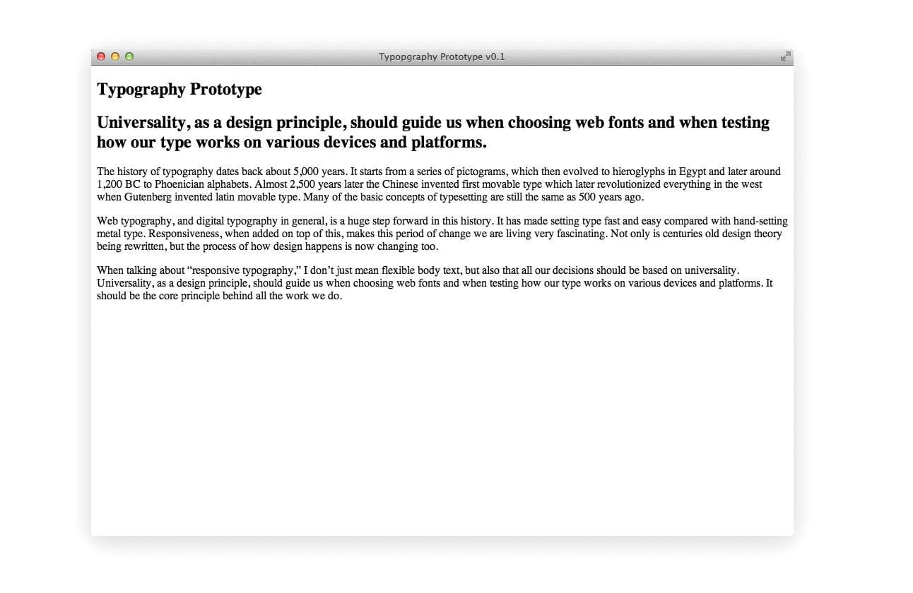 Typography prototype, example 1