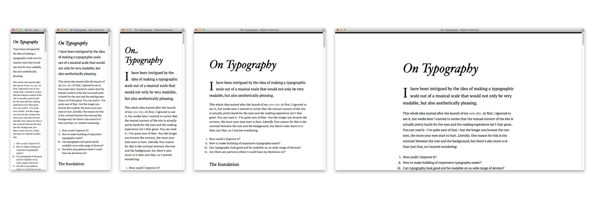 Template viewed at different widths